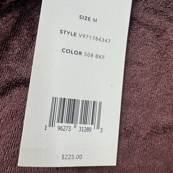 Vince Velour Three-Quarter-Sleeve Crew Neck Top Black Fig Size Medium NWT - Picture 11 of 12